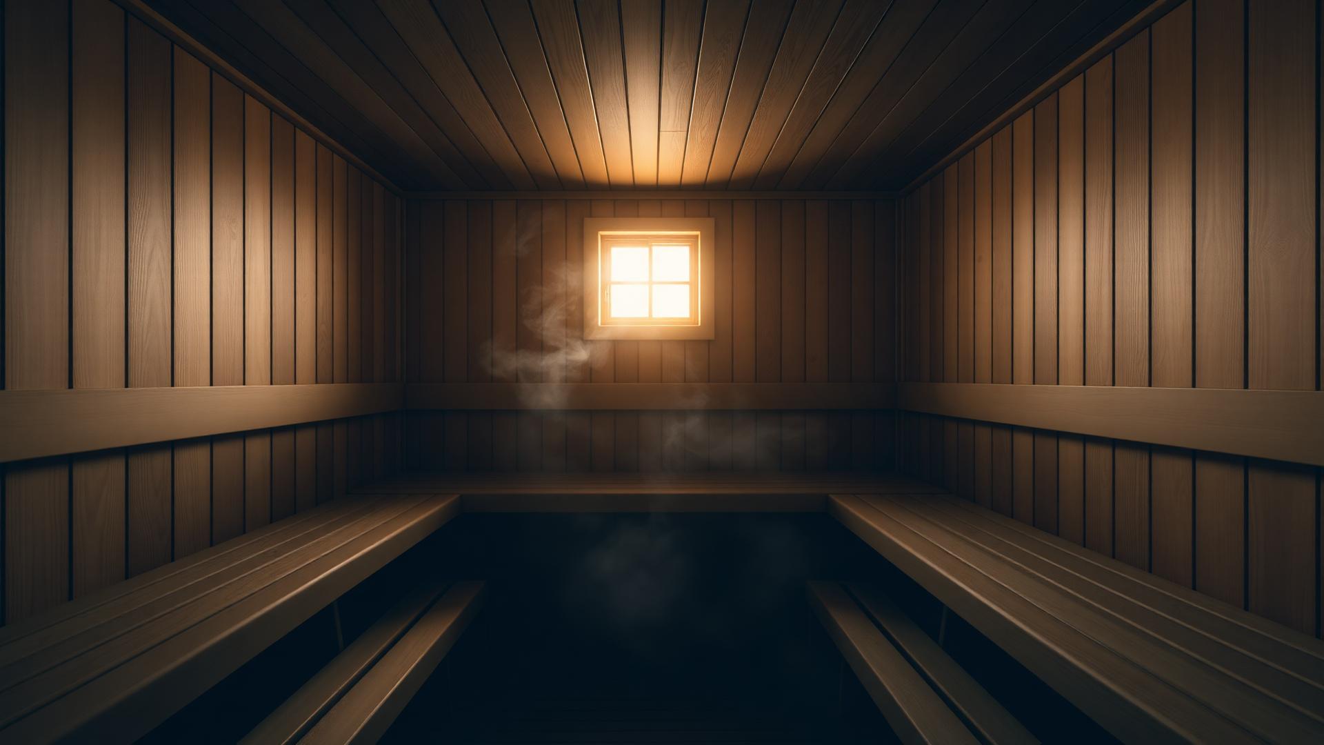 Warm Finnish sauna interior